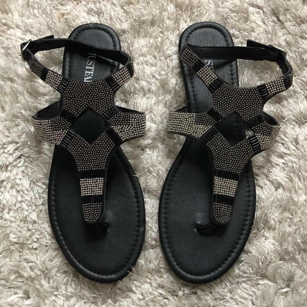 JustFab Beaded Sandals